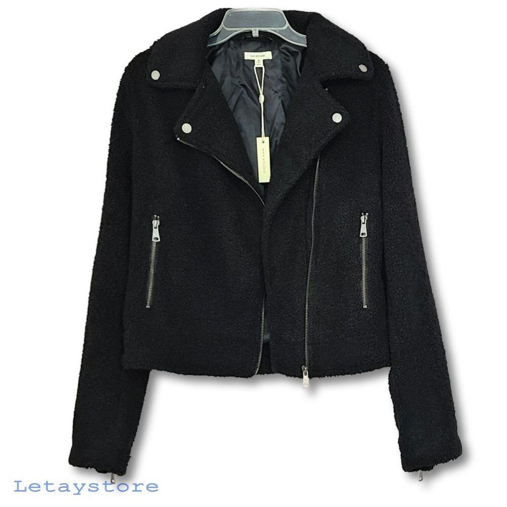 NWT Max Studio Asymmetrical Faux Fur Cozy Moto Jacket - Picture 5 of 8